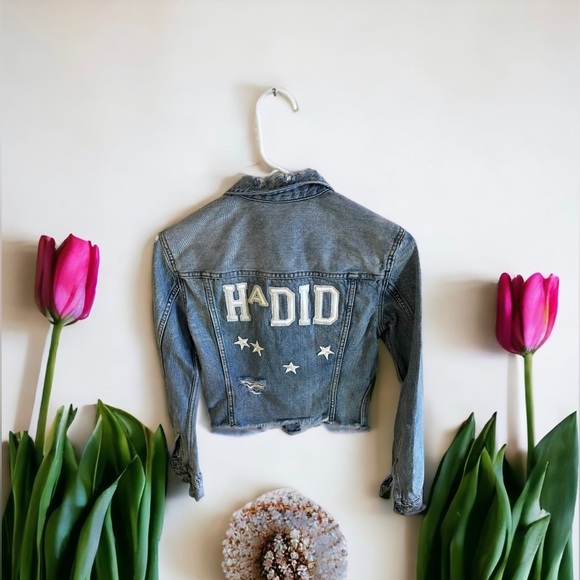 Jean jacket Hadid denim jacket with white stars. logo HADID on the back - Picture 5 of 16